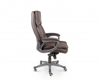 Кресло офисное Norden Мэдисон / (brown) серый пластик / темно-коричневая экокожа