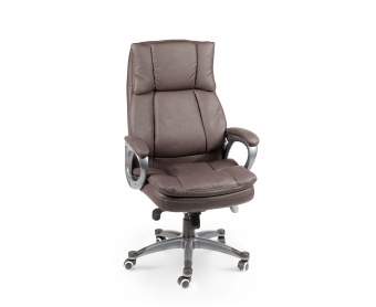 Кресло офисное Norden Мэдисон / (brown) серый пластик / темно-коричневая экокожа