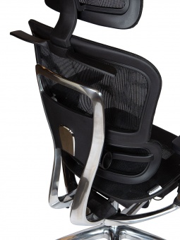 Кресло офисное Norden Kron aluminium black, черный пластик, черная сетка, алюминевая база