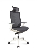 Кресло офисное Norden Ruby / белый пластик / серая сетка / серая ткань