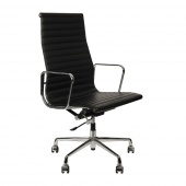 Кресло Eames HB Ribbed Office Chair EA 119 черная кожа Premium EU Version