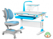 Комплект Mealux EVO Evo-30 BL (арт. Evo-30 BL + Y-115 BLG) (дерево) - (стол+полка+кресло+лампа) белая столешница (дерево), цвет пластика голубой