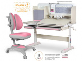 Комплект Mealux Winnipeg Multicolor PN (арт. BD-630 MG + PN + кресло Y-115 DPG) - (стол + кресло) / столешница белый дуб, накладки розовые и серые