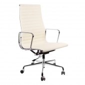Кресло Eames HB Ribbed Office Chair EA 119 кремовая кожа Premium EU Version