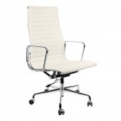 Кресло Eames HB Ribbed Office Chair EA 119 белая кожа Premium EU Version