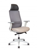 Кресло офисное Norden Como grey beige, серый пластик, бежевая ткань, серая сетка