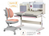 Комплект Mealux Winnipeg Multicolor PN (арт. BD-630 MG + PN + кресло Y-115 PG) - (стол + кресло) / столешница белый дуб, накладки розовые и серые