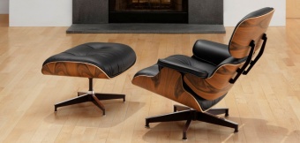 Кресло для отдыха Eames Lounge Chair & Ottoman черная кожа/палисандр