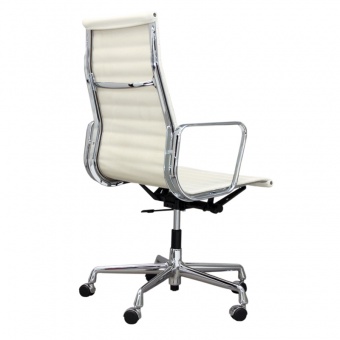 Кресло Eames HB Ribbed Office Chair EA 119 белая кожа Premium EU Version