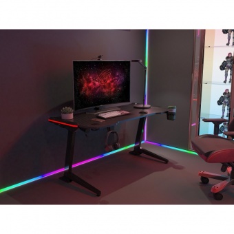 Стол для компьютера (для геймеров) с электроприводом и RGB-подсветкой FoxGear FG-ZE-49B (ширина 125 см)