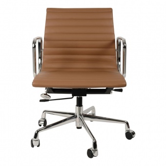 Кресло Eames Ribbed Office Chair EA 117 коричневая кожа Premium EU Version