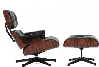 Кресло для отдыха Eames Lounge Chair & Ottoman черная кожа/палисандр